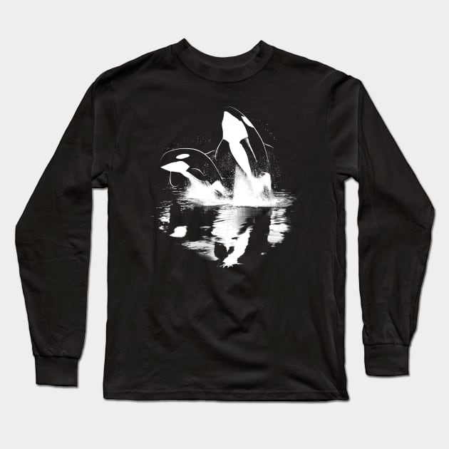 Jumping Orcas Long Sleeve T-Shirt by Art by Aelia